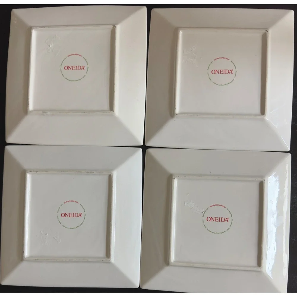Oneida Seasons Greetings Holiday Accent Plates Set of 4 Christmas‎ Decor